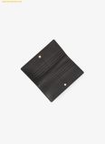  Ví Michael Kors Lead Large Leather Snap Wallet Đen Trơn 