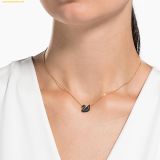  Dây Chuyền Swarovski Swan Swan pendant Swan, Small, Black, 18k rose gold finish 5204133 
