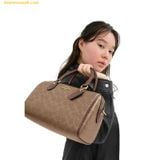  Túi Trống Coach Rowan Satchel Bag In Signature Canvas CV961 Nâu Logo 
