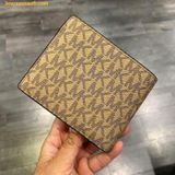  Ví Nam Michael Kors MK Rivington Striped Logo Billfold Wallet With Coin Pouch Màu Vàng Logo 