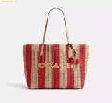  Túi Tote Coach Large City Tote Bag With Charms Gold Red Tan CER29 