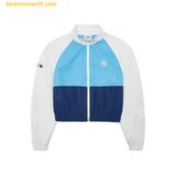  Áo Khoác Gió MLB Women's Crop Colorblock Windbreaker 3FWJB0421-50NYL Xanh Phối Trắng 