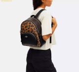  Balo Coach Court Backpack With Signature Canvas And Leopard Print CN764 
