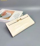  Ví Dài Michael Kors Carson Large Crocodile Embossed Wallet Cream 35F5G2ZE3A 