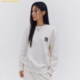  Áo Sweat MLB Classic Monogram Gradient Big Luxe Overfit Man-to-Man NY (D.Cream) 3AMTM0234-50CRD - Trắng Kem 