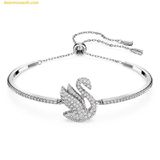  Lắc Tay , Vòng Tay Swarovski Iconic Swan Bangle Swan, White, Rhodium Plated 5649772 