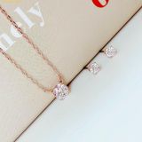  Bộ Trang Sức Dây Chuyền Và Bông Tai Swarovski Stilla Attract set Round cut, White, Rose gold-tone plated 5616233 