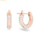  Khuyên Tai, Bông Tai Swarovski Dextera hoop earrings Pavé, Small, White, Rose gold-tone plated 