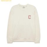  Áo Sweater MLB Basic Bling Mega Logo Nhũ Overfit Sweatshirt Cleveland Guardians 3AMTB1034-45CRS Trắng Kem 