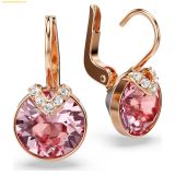  Bông Tai, Khuyên Tai Swarovski Bella V drop earrings Round cut, Pink, Rose gold-tone plated 5662114 