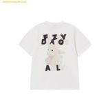  Áo Phông ADLV Woman Fuzzy Font Dragon Short Sleeve T-Shirt Trắng Kem 