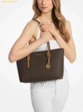  Túi Tote Michael Kors Quinn Medium Signature Logo and Leather Tote Bag Brown 30T5GQNT2B 