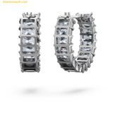  Bông Tai, Khuyên Tai Swarovski Matrix hoop earrings, Baguette cut, Gray, Ruthenium plated 5658650 