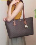  Túi Đeo Vai Michael Kors Sheila Large Signature Logo Tote Bag 35S4G6HT9B Nâu Logo 