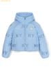 Áo Khoác Phao MLB Megagram Embroidered Tube Hooded Crop Padded NY (Sky Blue) 3FDJG1046-50SBS
