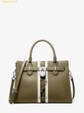  Túi Xách Michael Kors Hamilton Medium Leather and Snake Embossed Stripe Satchel 35S4SHMS6G Màu Xanh Olive 