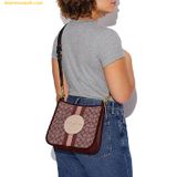  Túi Đeo Chéo Coach Dempsey File Bag In Signature Jacquard With Stripe And Coach Patch Wine Multi CA195 