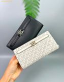  Ví Michael Kors Lead Large Leather Snap Wallet Đen Trơn 