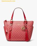  Túi Đeo Chéo MICHAEL KORS Sullivan Small Logo Top-Zip Tote Bag Đỏ Logo 