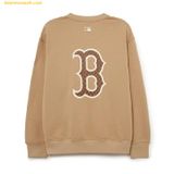  Áo Sweater MLB Monogram Big Lux Overfit Boston Red Sox 3AMTM1234-43BGS Màu Be Màu Nâu 
