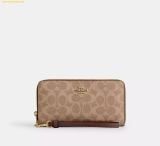  Ví Dài Coach Long Zip Around Wallet In Signature Canvas CW778 Nâu Logo 
