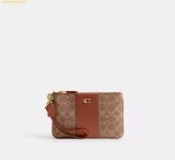  Ví Dài Coach Essential Small Wristlet In Signature Canvas Tan Caramel CI189 