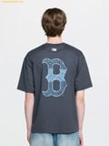  Áo Phông MLB Vintage Denim-like Monogram Big Lux Oversized Short Sleeve T-shirt Boston Red Sox D.Grey 3ATSM0663-43GRD 