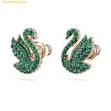 Bông Tai, Khuyên Tai Swarovski Iconic Swan Stud Earrings Swan Green Rose Gold Tone Plated 5650063 