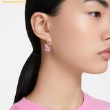  Khuyên Tai , Bông Tai Swarovski Iconic Swan Drop Earrings Swan, Pink, Rose Gold-Tone Plated 