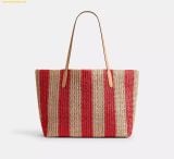  Túi Tote Coach Large City Tote Bag With Charms Gold Red Tan CER29 