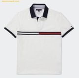  Áo Polo Tommy Hilfiger Regular Fit Embroidered Stripe Logo T-shirt Trắng 