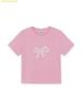 Áo Phông MLB Women's Ribbon Graphic Slim Semi-Crop Short Sleeve T-Shirt Cleveland Guardians - 3FTSN6863-45MAL - L.Magenta