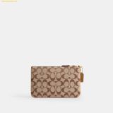  Ví Dài Coach Essential Small Wristlet In Signature Jacquard Khaki Light Peach CER36 
