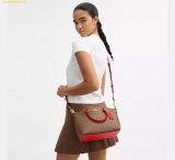 Túi Xách Coach Sadie Satchel Bag In Signature Canvas CCM72 Tan Red 