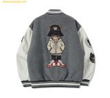  Áo Khoác Bomber Varsity Lifework Hipdog Applique Melange - LW234JP120 - Xám 