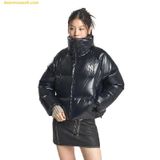  Áo Khoác Phao MLB Crop Glossy Curved Puffer Jacket New York Yankees Đen - 3FDJB2046-50BKS 