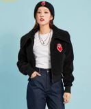  Áo Khoác Lông MLB Women's Heart Crop Fleece Jumper NY (Black) 3FFDH0126-50BKS 
