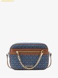  Túi Đeo Chéo Michael Kors Jet Set Large Zip Logo Crossbody Bag Blue Brown 
