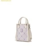  Túi Đeo Chéo Tote Mini MLB Monogram Boston Red Sox 7ACRMD35N-43IVS Trắng Tím 