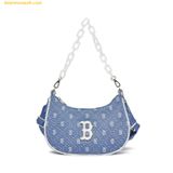  Túi Đeo Vai MLB Diamond Monogram Denim Jacquard Hobo Bag Boston Red Sox - L.Sky Blue 3ABQS023N-43SBL 
