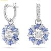 Khuyên Tai, Bông Tai Swarovski Idyllia drop earrings Mixed cuts, Flower, Blue, Rhodium plated 5680016