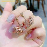  Khuyên Tai, Bông Tai Swarovski Facet Swan Pierced Earrings Swan, White, Rose-Gold Tone Plated 