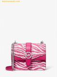  Túi Đeo Chéo Michael Kors Greenwich Small Animal Print Logo Crossbody Bag Màu Hồng Trắng Rằn Ri 