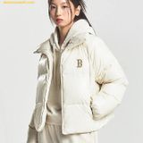  Áo Khoác Phao MLB Crop Glossy Curve Puffer Jacket Red Sox D.Cream (W) 3FDJB2046-43CRD 
