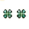 Bông Tai, Khuyên Tai Swarovski Idyllia stud earrings Clover, Green, Gold-tone plated