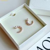  Bông Tai, Khuyên Tai Swarovski Matrix hoop earrings Crystal pearl, Round cut, White, Rose gold-tone plated 5692264 