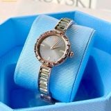  Đồng Hồ Swarovski Matrix bangle watch Swiss Made, Crystal bracelet, Gray, Rose gold-tone finish 5679887 