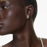  Khuyên Tai , Bông Tai Swarovski Hyperbola hoop earrings Mixed cuts, Mini, White, Rose gold-tone plated 5698702 