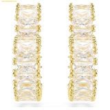  Bông Tai, Khuyên Tai Swarovski Matrix hoop earrings Baguette cut, Heart, Small, White, 18k gold plated 