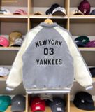  Áo Khoác Bomber New Era Varsity New York Yankees Màu Xám Trắng 